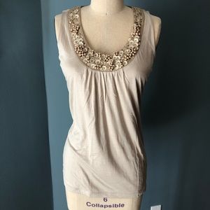 NWOT Tan Top with Embellishments